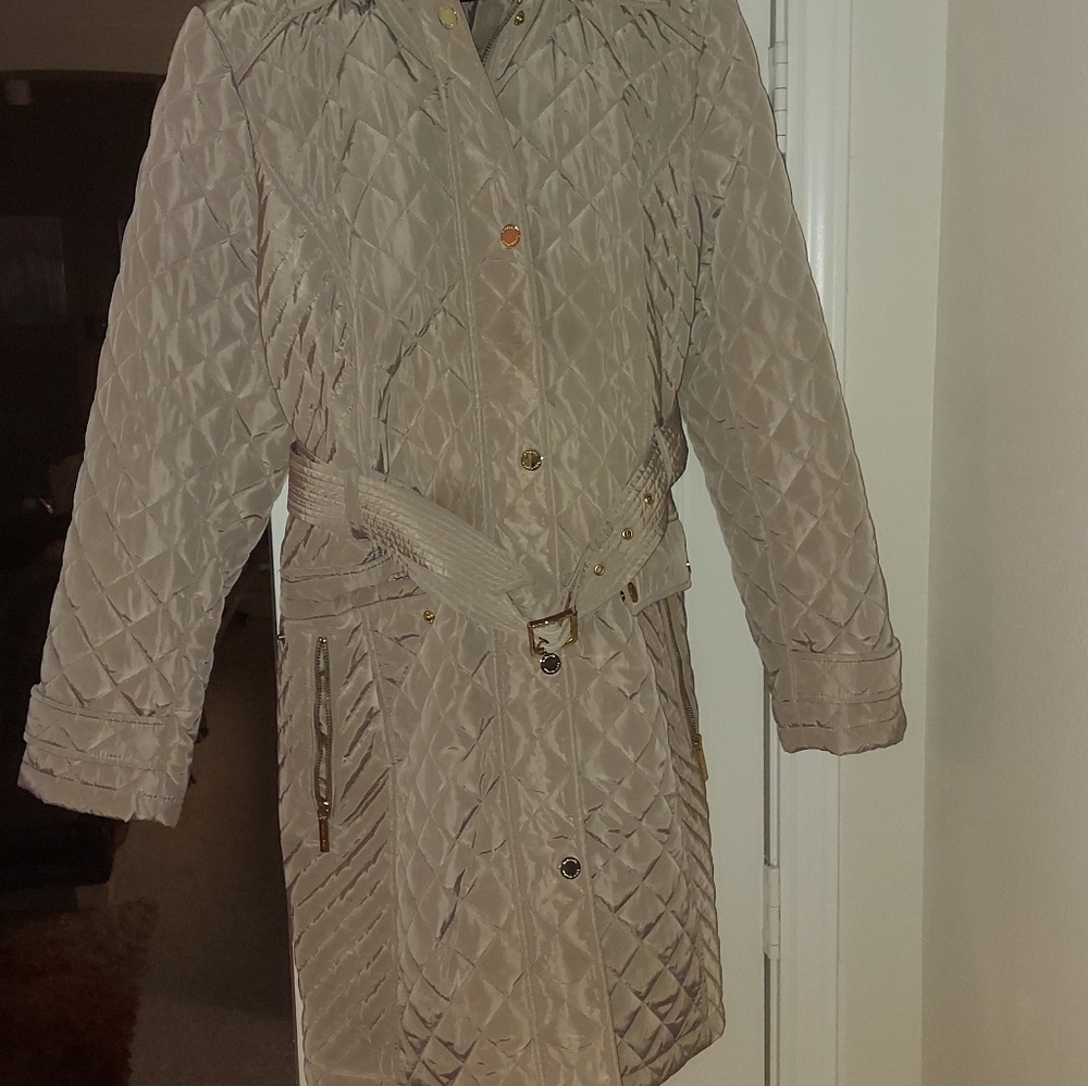 Michael Kors Tan Long quilted trench coat Size L